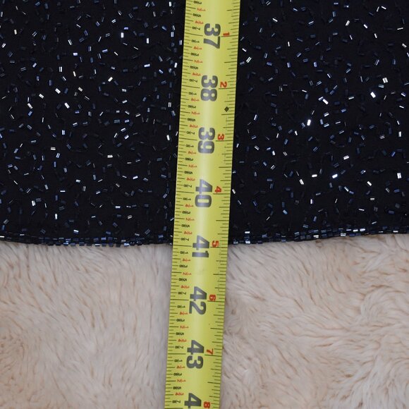 Cache Vintage Black Silk Beaded Maxi Skirt Sz 12 Formal Y2K Sparkly Chic - Picture 8 of 11